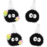 Pounchi Cute Soot Sprite Luggage Tags (4 Pack) | Anime Merch for Luggage Travel Bags Suitcases, Name Luggage ID Tags Identifiers for Teens Kids