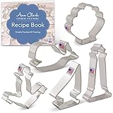 Nautical Ocean Cookie Cutters 5-Pc. Set Made in USA by Ann Clark, Anchor, Sailboat, Lighthouse, Seashell, Whale
