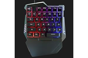 Leatikall One Handed Gaming Keyboard, RGB Backlight 35 Keys Colorful Wired USB Interface Portable Mini Gaming Keypad Game for