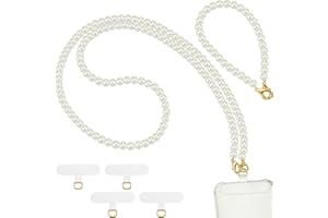 Ecation 2 Pcs Pearl Beaded Cell Phone Lanyard, Crossbody and Wrist Strap with Tether Tabs for Most Phones Case Bag Purse