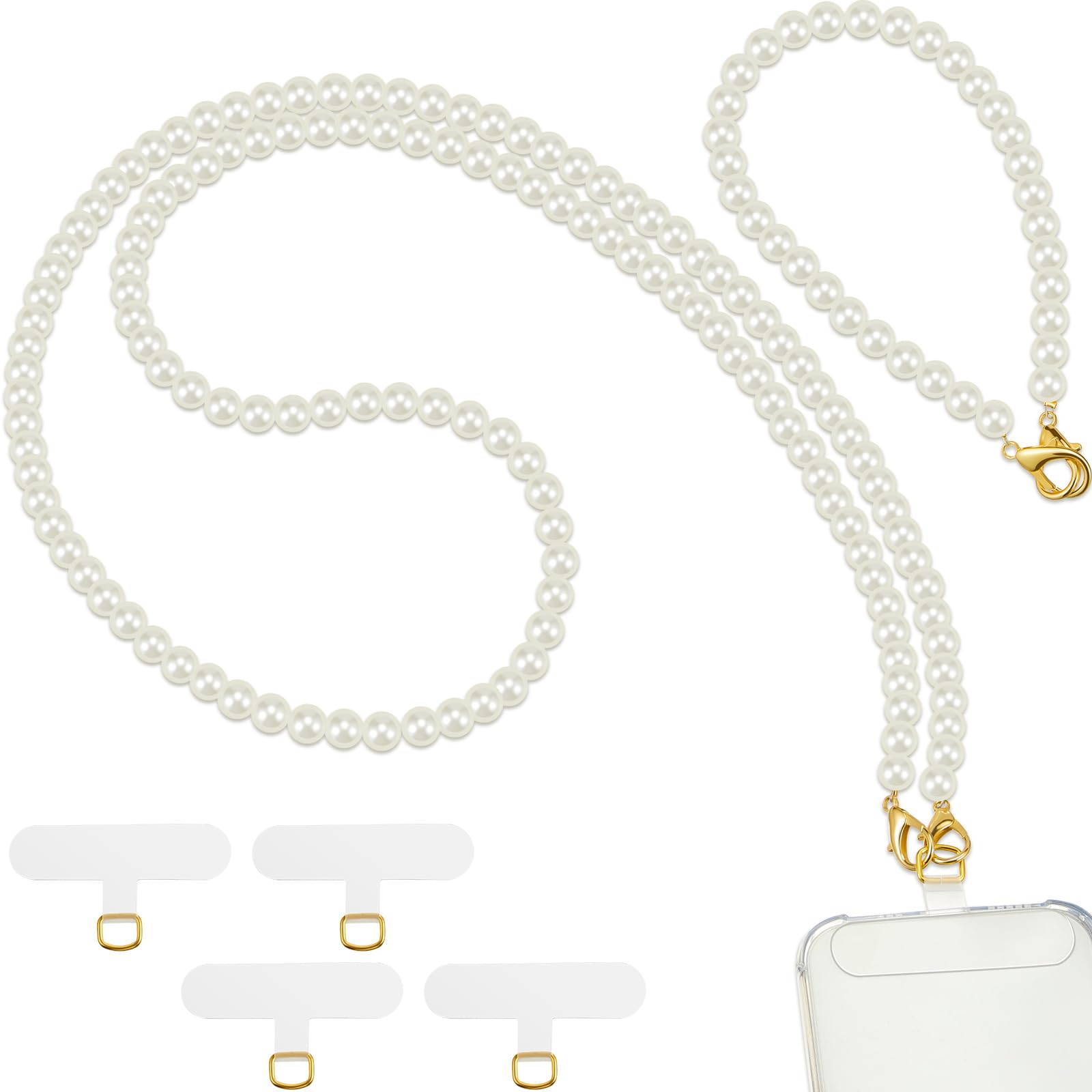 Photo 1 of Ecation 2 Pcs Pearl Beaded Cell Phone Lanyard, Crossbody and Wrist Strap with Tether Tabs for Most Phones Case Bag Purse