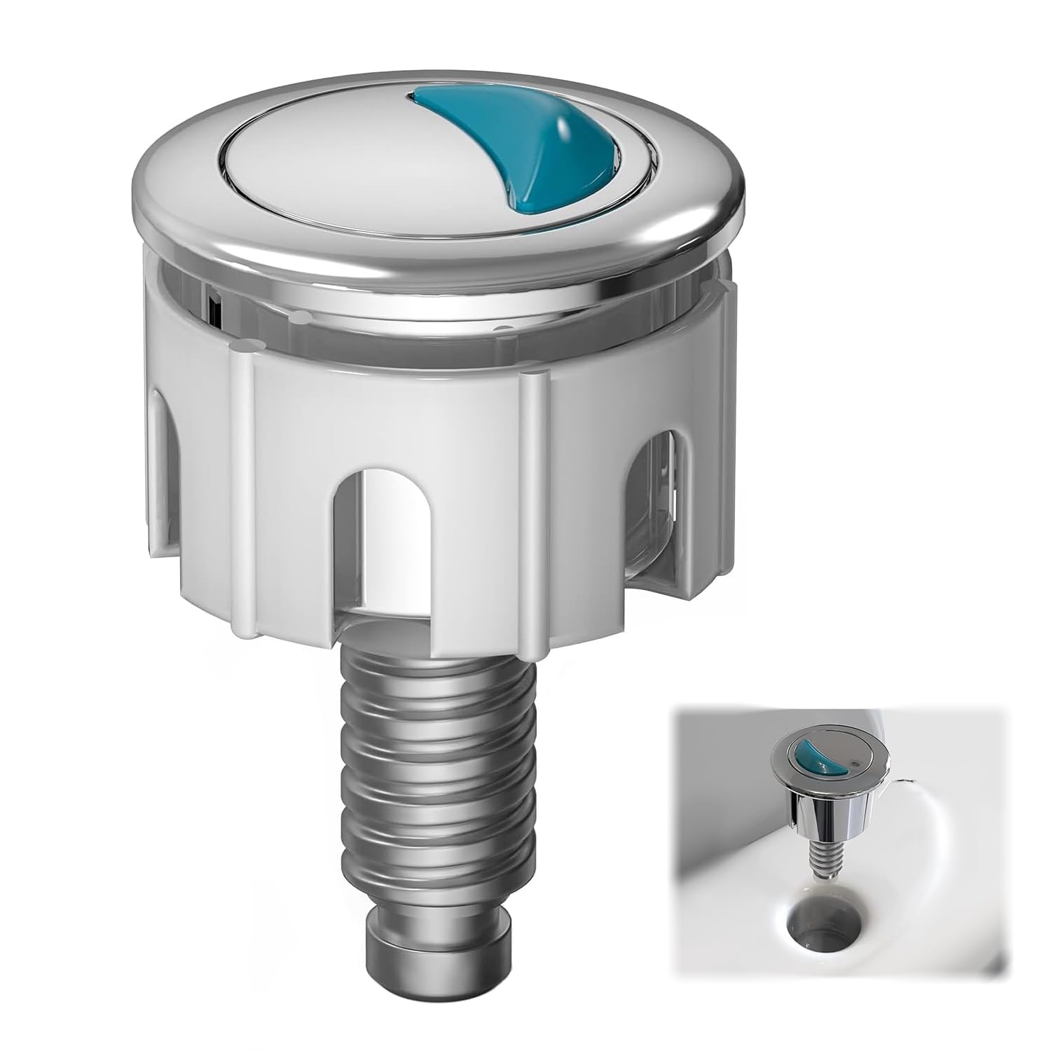 Toilet Flush Button 1 Pack Toilet Flush Buttons Replacement Push Button Toilet Flush Simple Installation Flush Button Toilet Push Button Toilet Button Suitable for Bathroom and Toilet (Silver)