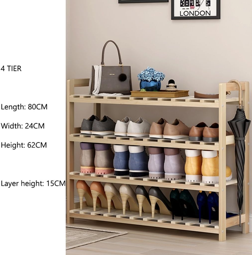 ZAQ Shoe Stand Rack Storage Narrow Wood Bench Seat With Armrests Hallway Bedroom 4 To 7 Tier 80 * 24 * 112cm (Size : 4 tier)