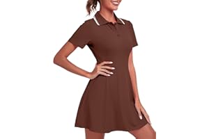 FKEEP Women's Golf Dress Tennis Dresses Workout Athletic Dress with Shorts/Short Sleeve/Pocket