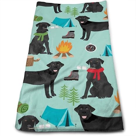 Amazon ブラックラボキャンプ ラブラドールレトリーバー犬の生地 かわいい犬 犬 ペットfabric 585 100 ポリエステルベルベットマイクロファイバー超吸収性ヘアタオル 美容 スポーツ ブレーキ 家具用タオル ハンドタオル ホーム キッチン オンライン通販