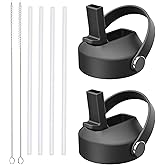 2 Pack Straw lid for Hydroflask Wide Mouth Water bottle,Flex Straw Lid compatible with Hydro Flask 12 16 18 20 32 40 64 oz,Sports Straw Cap Flip Top Lid Water Bottle Lid Accessories