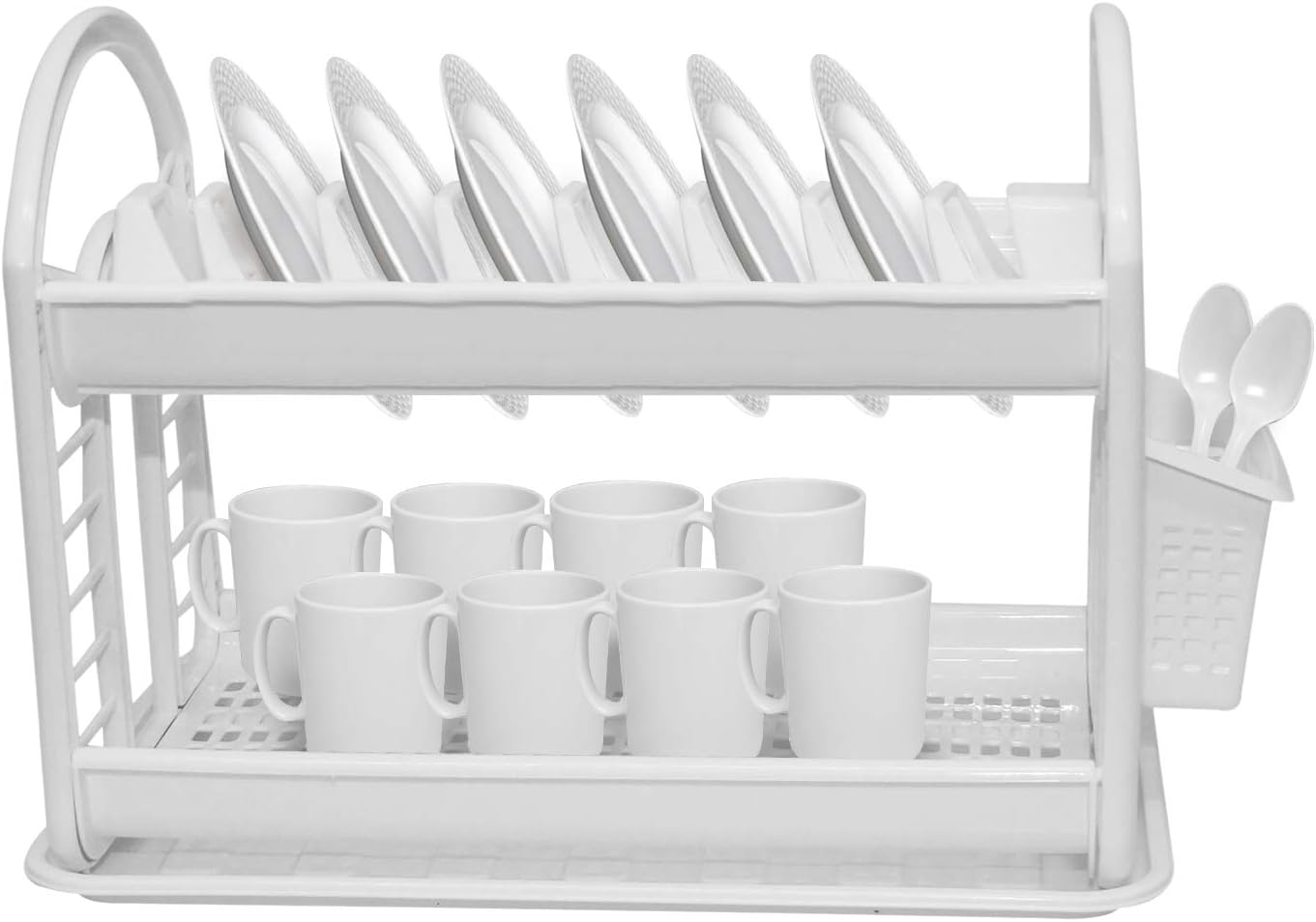 Sg Homeware Plastic Dish Drainer 2 Tier Drying Rack With Cutlery Holder Drip Tray White elizabeth adams md