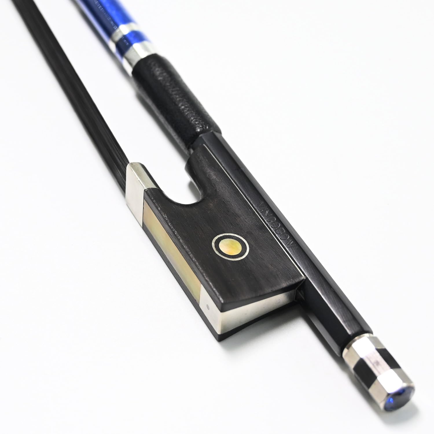 4/4 Full Size Violin Bow Carbon Fiber Bow with Shining Stones Natural Horse Hair Wire Winding Fiddle Bow (4/4, Black Horse Hair Violin Bow)