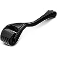 Derma Roller for Skin, Hair & Beard - Women and Men Titanium Microneedling Roller for Face & Scalp - DERMAL ROLLER SR - Black