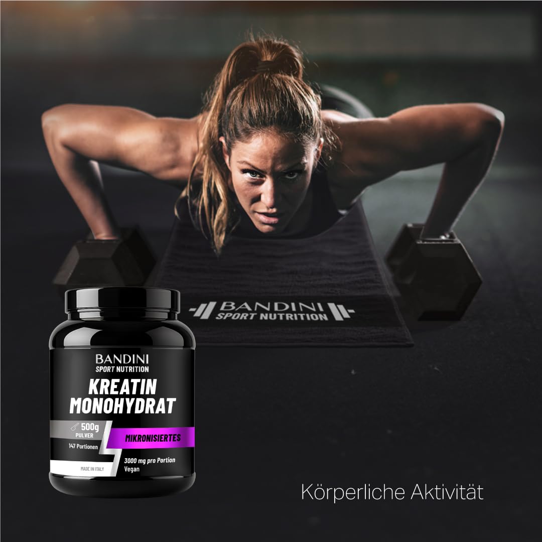 Bandini® Creatin Monohydrat 500g Pulver, ultrafein und perfekt löslich - Reines Kreatin optimal hochdosiert - Ideal für Fitness, Training & Gym – 147 Portionen - Creatine Monohydrate Powder 100% vegan 6