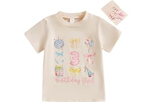 Ouliycoqi Toddler Birthday Shirts for Girls Outfits Top for Infant Girl Tees Birthday Gifts Summer Party Clothes