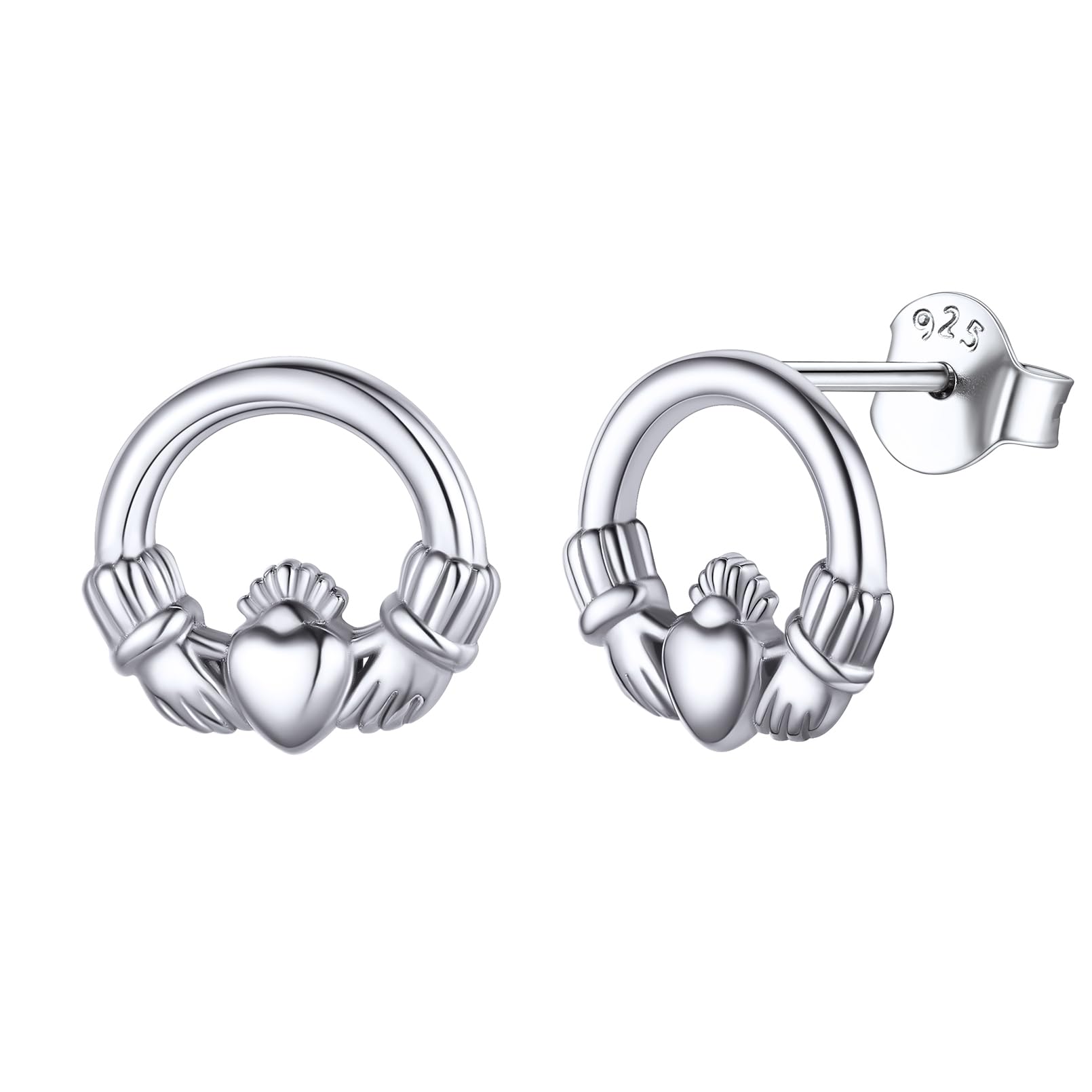 ChicSilver Silver Stud Earrings Womens Irish Claddagh Friendship Love Earring Dainty Silver Earring Hypoallergenic Jewellery — image 1