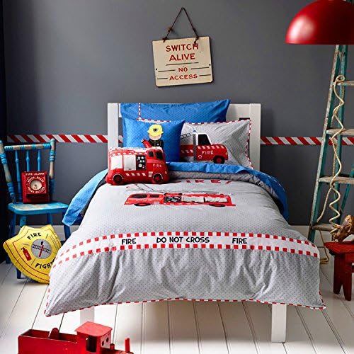 Auvoau Fire Truck Vehicles Trucks Kids Boys Bedding Set (Twin, 2 Pieces)