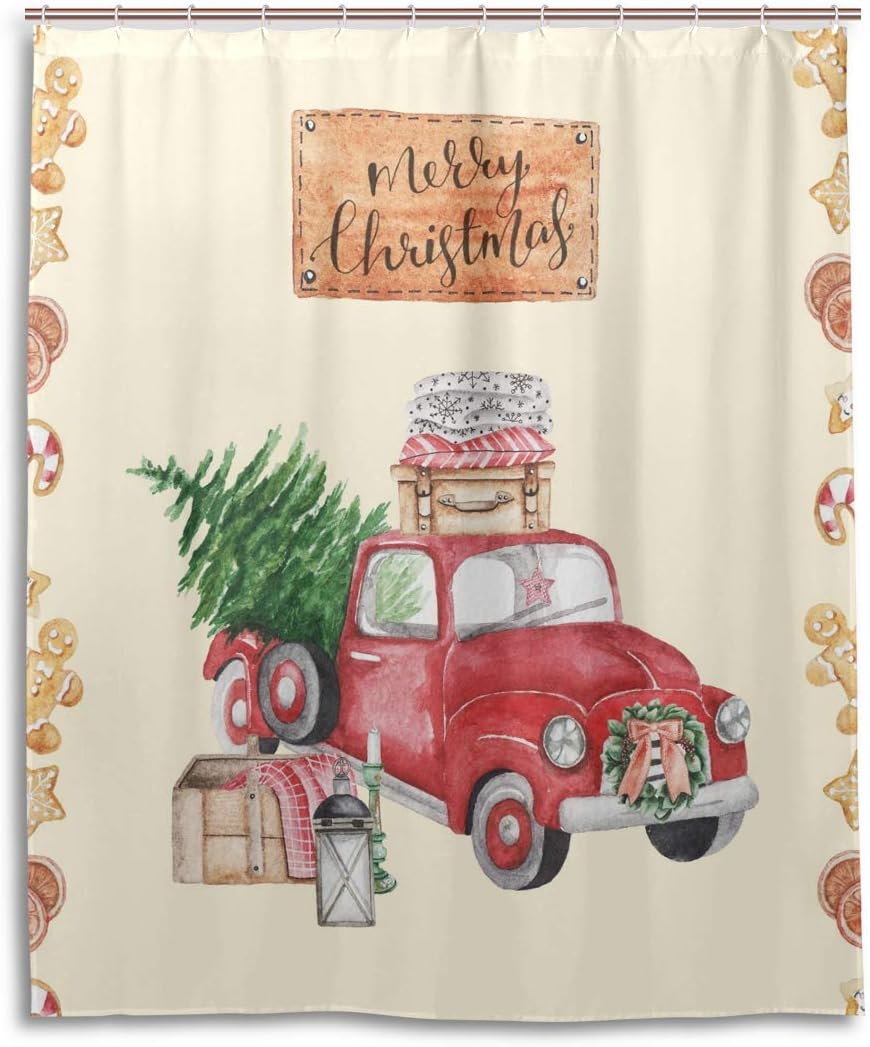 Amazon Christmas Red Truck Gingerbread Man Shower B0814KPJBL