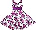 HX81 Girls Dress Princess Rose Flower Bow Tie Party Summer Cotton Size 6,Purple,
