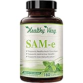 HealthyWayRx 500mg SAM-e Supplement - High Strength 500mg S-Adenosyl-L-Methionine Capsules for Brain Liver and Mood Support - Non-GMO High Absorption Same Supplement (180 Capsules)
