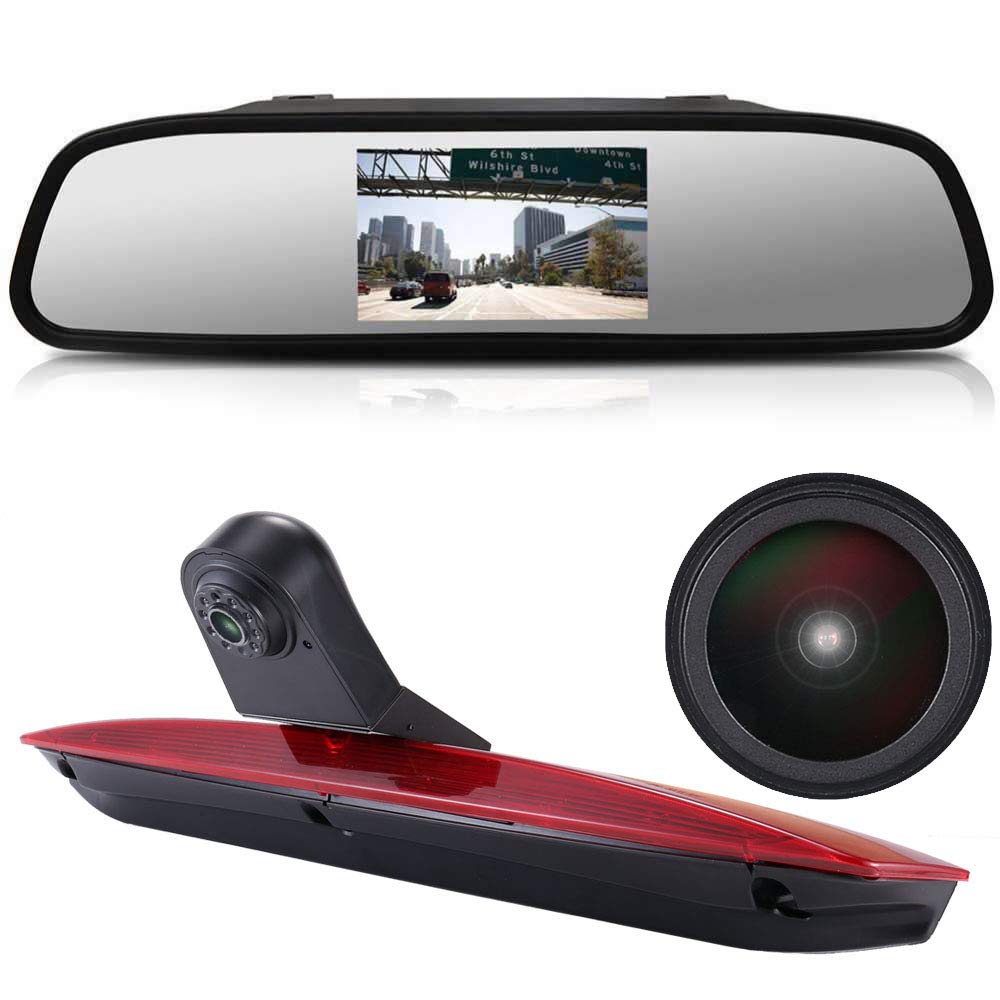 18 mm lens rear view camera + 4.3 inch car rear view mirror brake light car roof reversing camera for Vito W447 109 111 114 Bluetec LWB box GDI van third MPV 2015