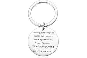 Ukodnus Bonus Dad Keychain, Thanks for Putting Up with My Mom Keyring, for Stepdad, Birthday Wedding Gift for Step Dad, Blended for Stepfather