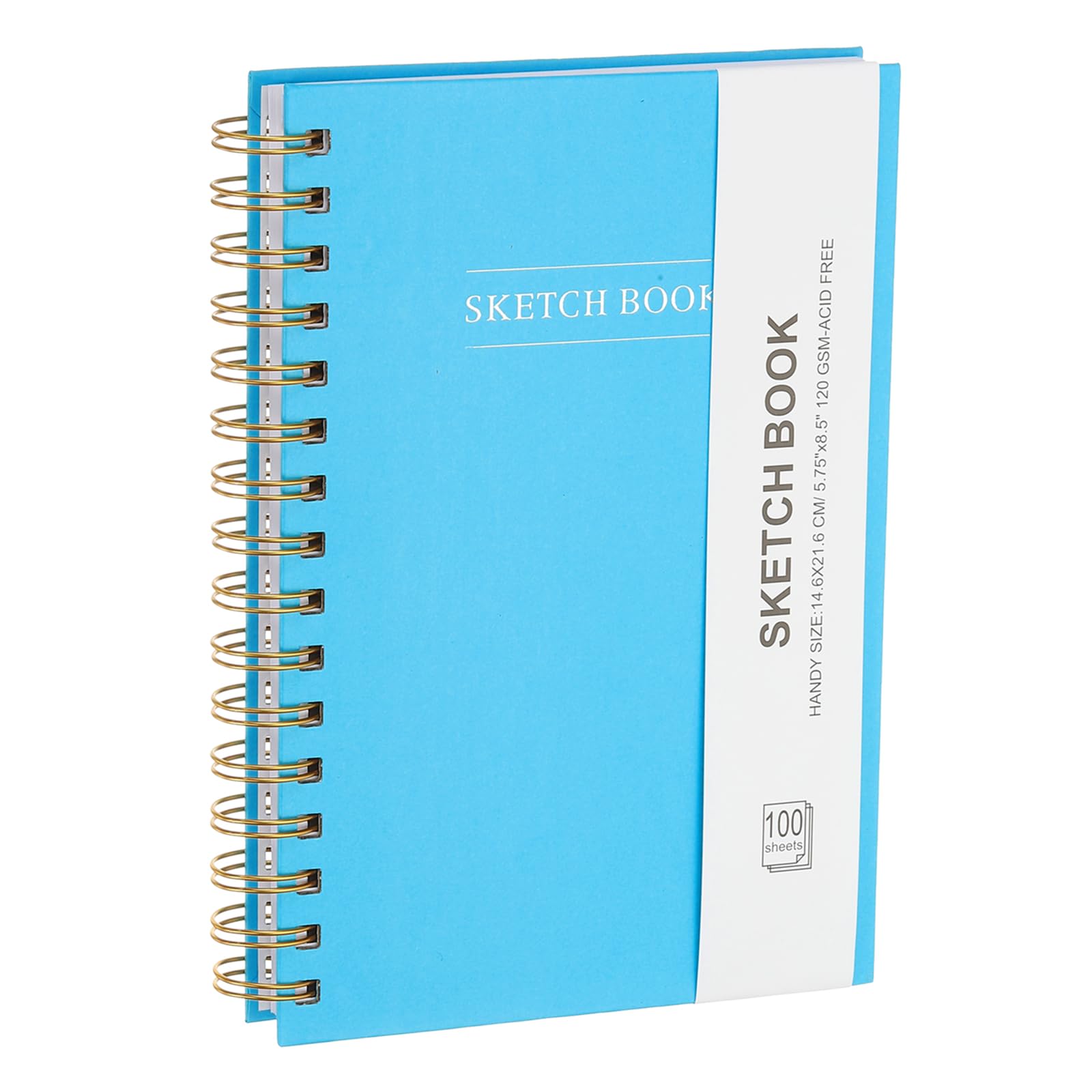 PATIKIL 8.6x5.6" Hardcover Spiral Bound Sketchbook, 100 Sheets 110GSM/74lb Artistic Blank Drawing Sketching Pad Rectangle Sketch Pad Notebook for Adult Beginner Artist, Blue