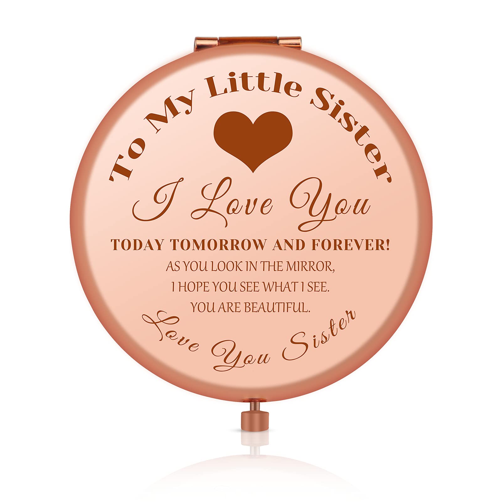 Jielahua Best Sister Birthday Gift from Brother Frosted Compact Makeup Mirror for Friend Bestie Christmas Wedding Graduation Gifts Ideas Friendship Soul Friends