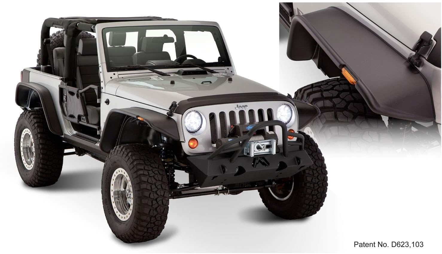 Amazon Com Bushwacker 10919 07 Jeep Flat Style Fender Flare Set Of 4 Automotive