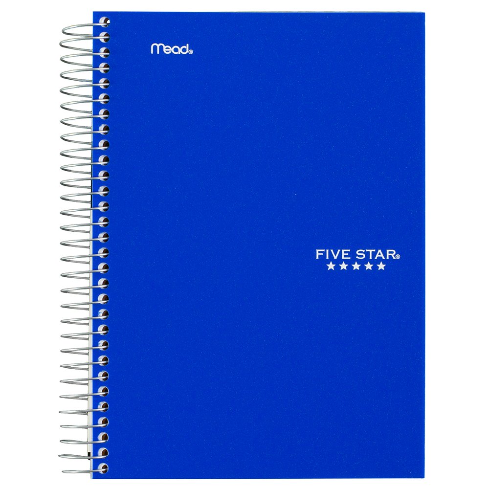 Five Star Spiral Notebook, 1 Subject, College Ruled Paper, 100 Sheets, Colored Small Note Book, Lined Paper, Home School Supplies for College Students & K-12, 7" x 5", Personal Size, Blue (73967)