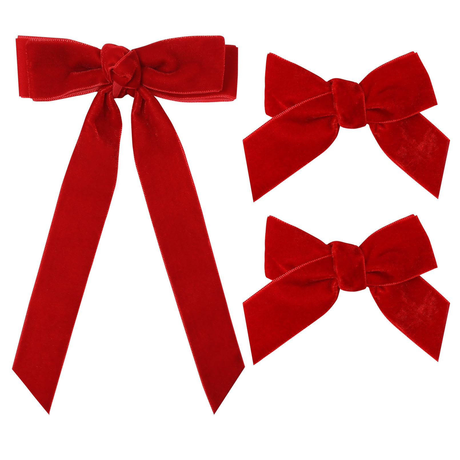 Photo 1 of 3PCS Velvet Hair Bow Red Hair Ribbon Clips for women Girls Fall Alligator Hair Clips Hair Accessories Toddlers Kids Teens
