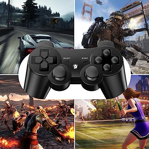 Diswoe PS3 Controller, 2 Pack Wireless Controller for PS3, Wireless Bluetooth Controller with Dual Vibration, Gyro Axis, Rechargeable PS3 Gamepad Joystick with 2 Charging Cables