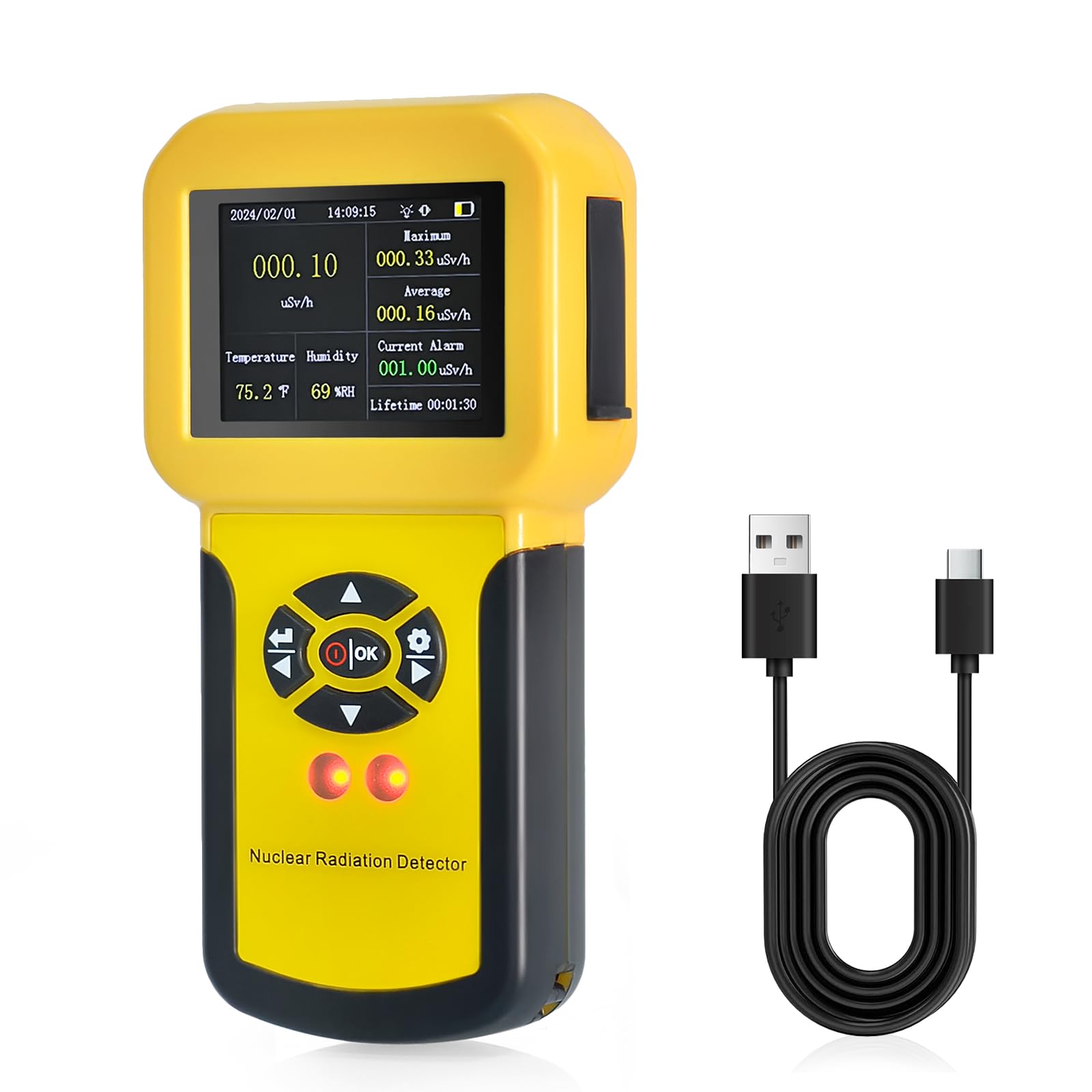 Geiger Counter Nuclear Radiation Detector, Digital Radiation Dosimeter with alarm function, Portable Handheld Beta Gamma X-ray Radiation Monitor Meter, Nuclear Radiation Meter
