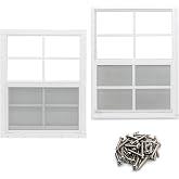 NeatiEase 2 Pack Shed Window, 18" x 23" Flush Mount Window with Tempered Glass and Fiberglass Screen for Shed, Chicken Coop, Playhouse, Household, Garage