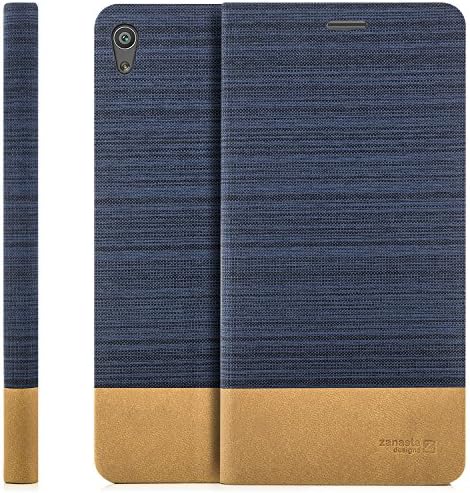 Sony Xperia XA Ultra Case Protector Flip Cover [zanasta Designs] Premium Phone Wallet with Card Holder Slots [Slim Profile], Foldable Stand, Denim Style Dark Blue