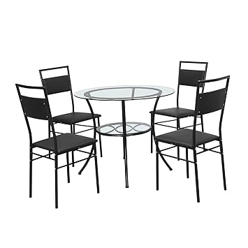 @home by Nilkamal Kane Four Seater Dining Table Set (Black)