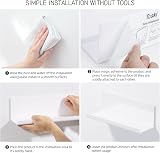 Toski 2Pcs Floating Wall Shelves White Self Adhesive 30 cm No Drill Acrylic view 3