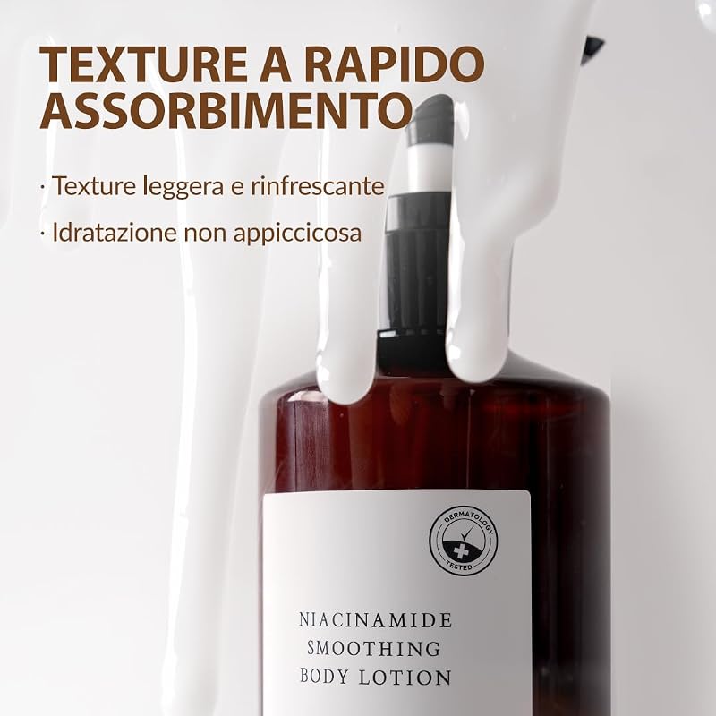 [Mizon] Lozione Corpo Levigante alla Niacinamide (300 ml) AHA, vitamina C, acido ialuronico, idratazione regolare, cura della pigmentazione, esfoliazione delicata (Niacinamide Smoothing Body Lotion)