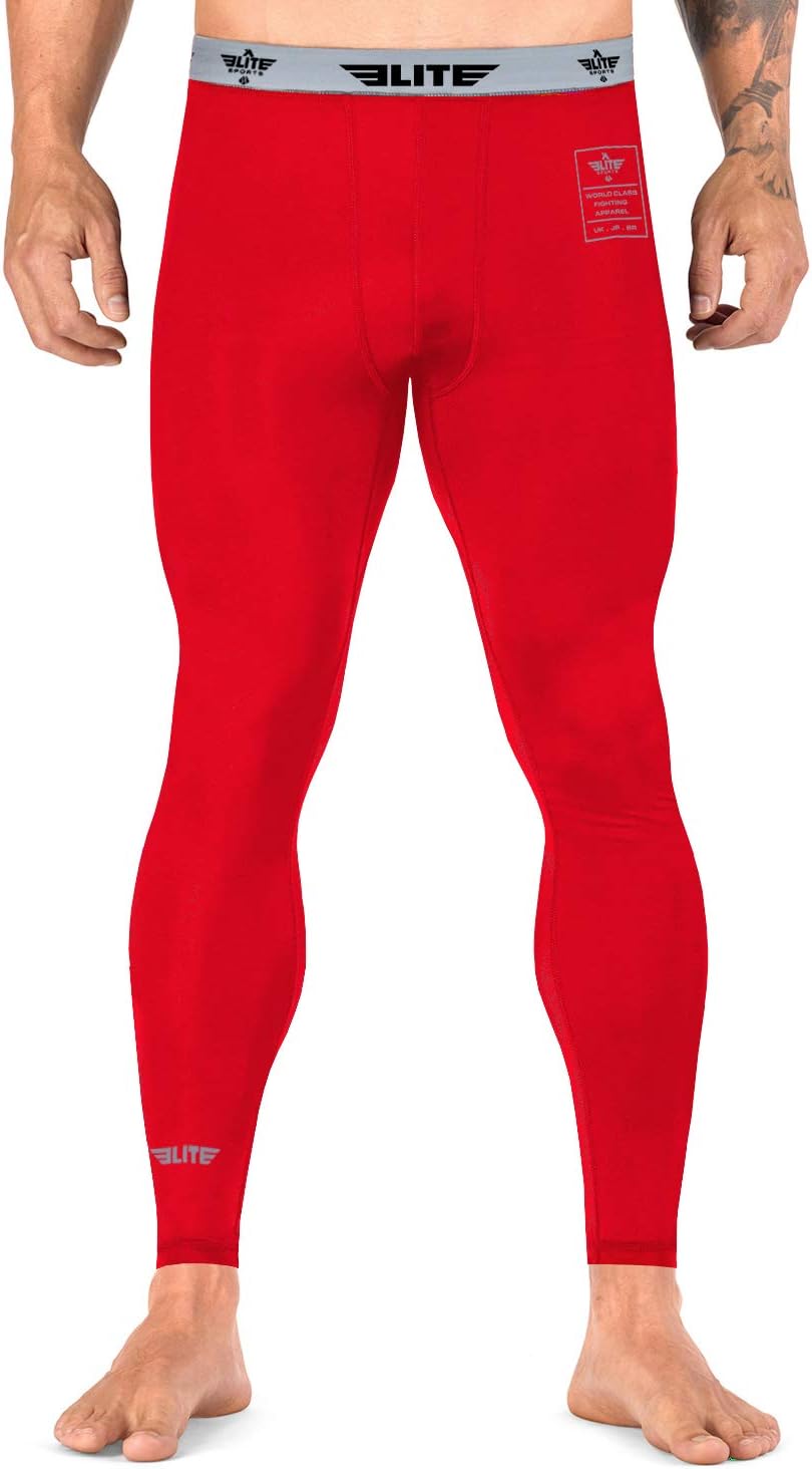 Elite Sports Men’s BJJ Spats Leggings Tights, Best Jiu Jitsu MMA no Gi spat Compression Pants for Men: Clothing