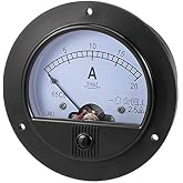 YXQ DC 0-20A Analog Current Panel Round 65C5-A Amp Ammeter Gauge Meter 2.5 Accuracy for Auto Circuit Measurement Tester (65C5-A DC20A)