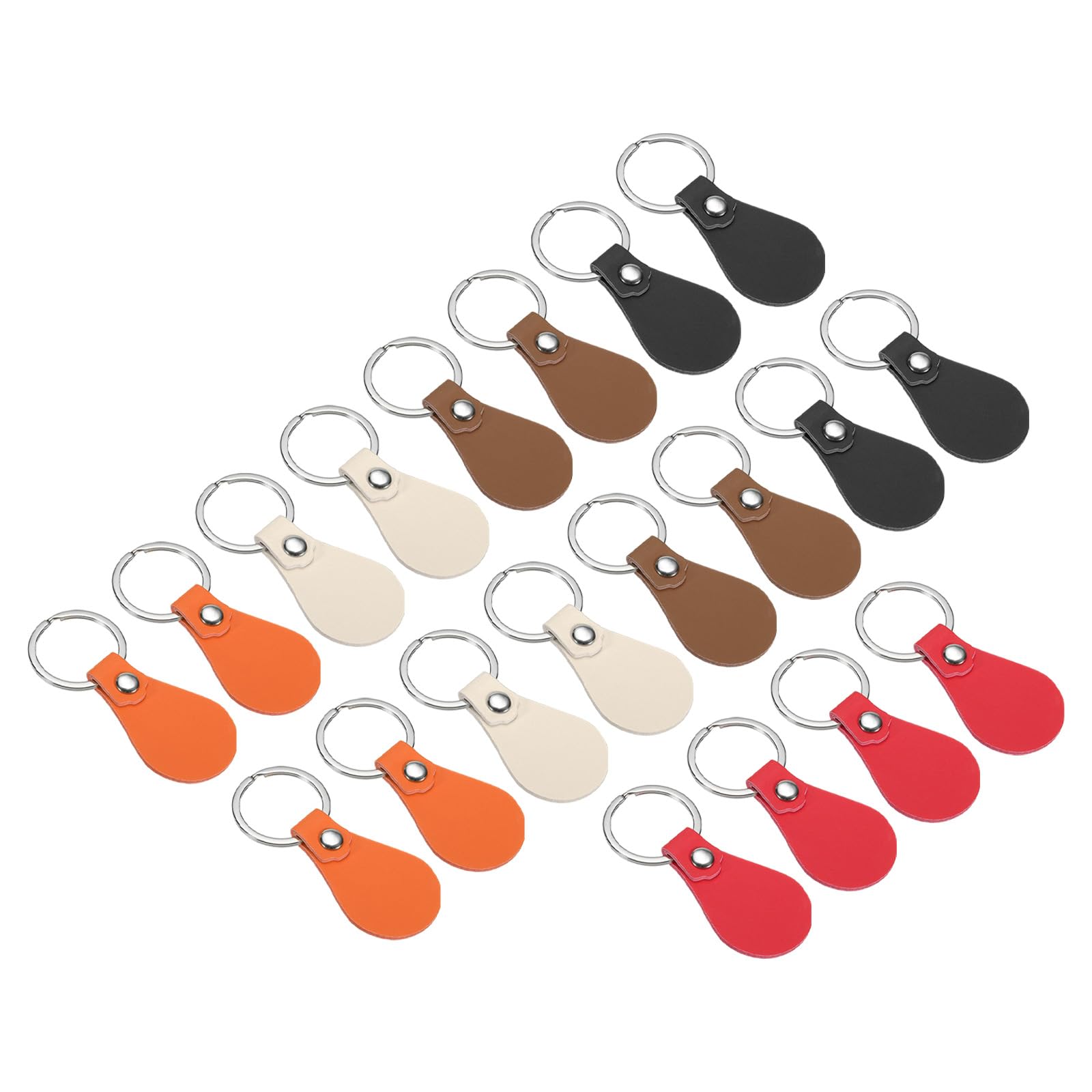 PATIKIL Leather Key Fob Kit, 20 Pack PU Leather Key Fob Blanks with Rivets and Key Rings DIY Keychain for Laser Engraving Leather Making, 5 Colors