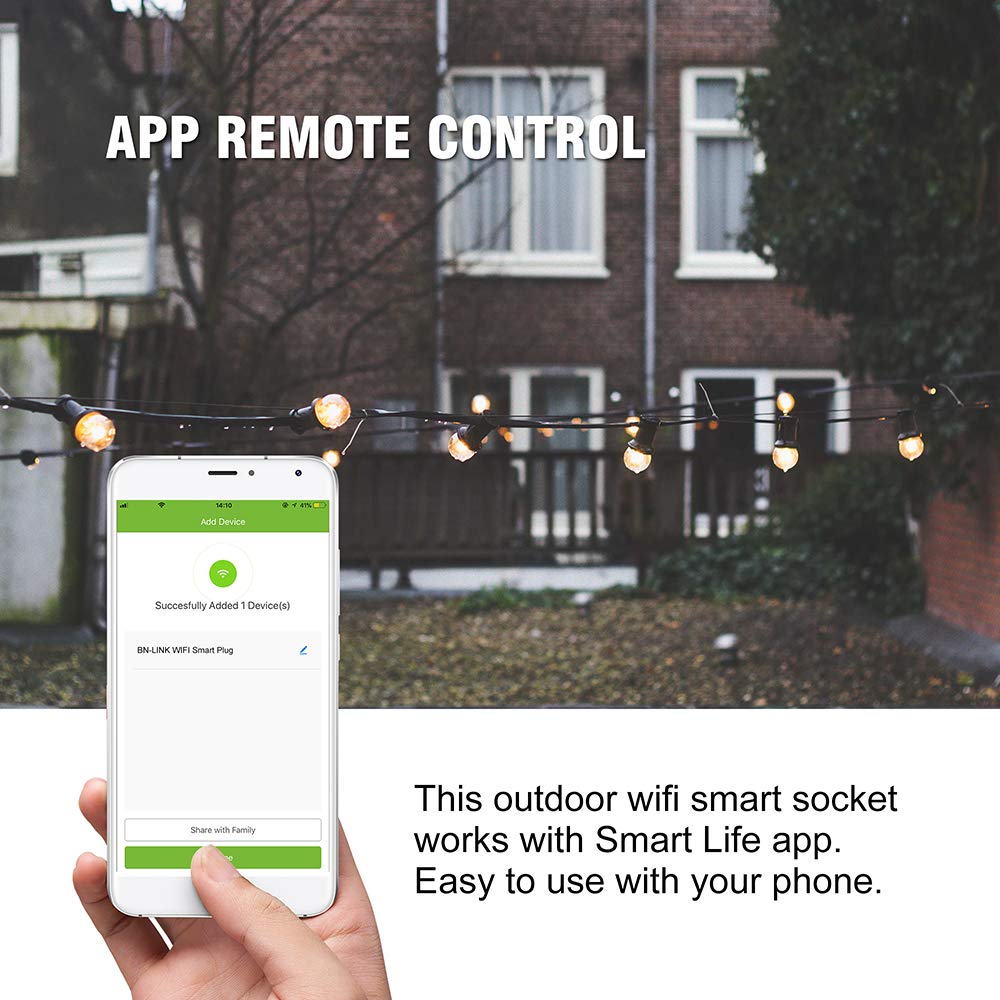 BN-LINK Smart WiFi Heavy Duty Outdoor Outlet, Timer and Countdown Function, No Hub Required for Outdoor Lights, Compatible with Alexa and Google Assistant (Outdoor) 2.4 GHz Network only: Industrial & Scientific