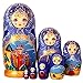 Moonmo 7pcs Beautiful Flower Handmade Wooden Russia Nesting Dolls Gift Russian Nesting Wishing Dolls Matryoshka Traditional