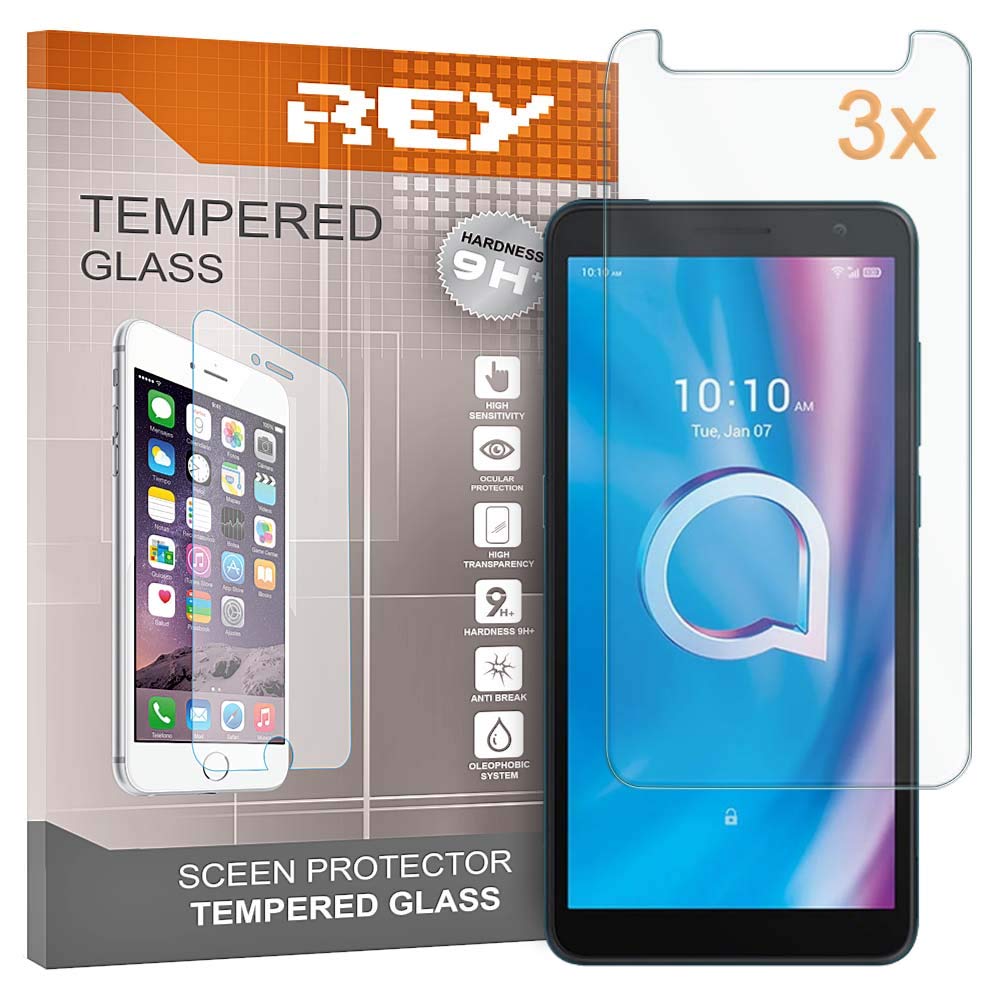 REY Screen Protector for ALCATEL 1B 2020, Tempered Glass Film, Premium quality, Perfect protection for scratches, breaks, moisture, [Pack 3x]