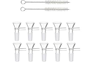 10pcs Glass Funnels 14mm with Handle, 2 Cleaning Brush