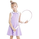 Gogokids Girls Tennis Dress Sleeveless Quick-Dry Kids Golf and Athletic Workout Outfit with Polo Collar for 6-14Y