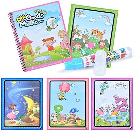 Water Drawing Book Fairydreamy Unisex Kids Magic Reusable Waterpainting Coloring Book with Water Pen Graffiti Painting for Toddlers(A fairy tale)