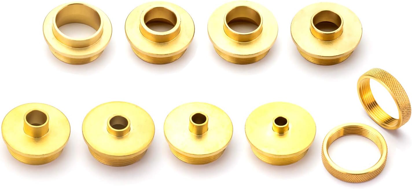 POWERTEC 71051 Router Template Guide Set | 10pc Solid Brass Guides w/Molded Carrying Case - - 