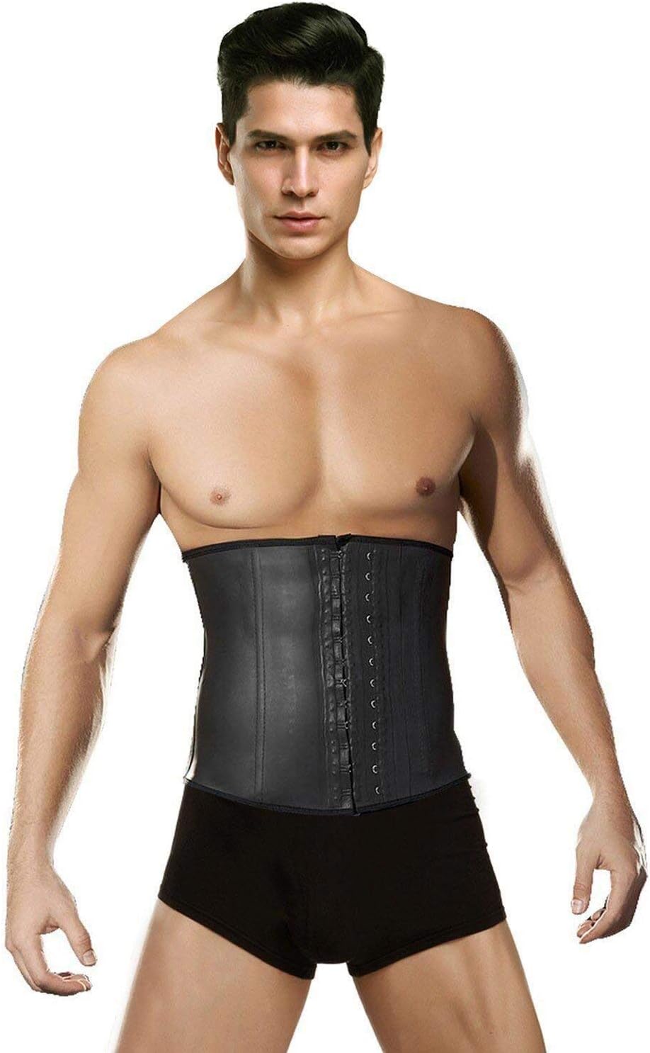 Imurz Adjustable Waist Trimmer Belt Latex Underbust Body Shaper Waist Clincher Corset Girdle Shapewear Reducer Training Trainer Belt for Men Weight Loss