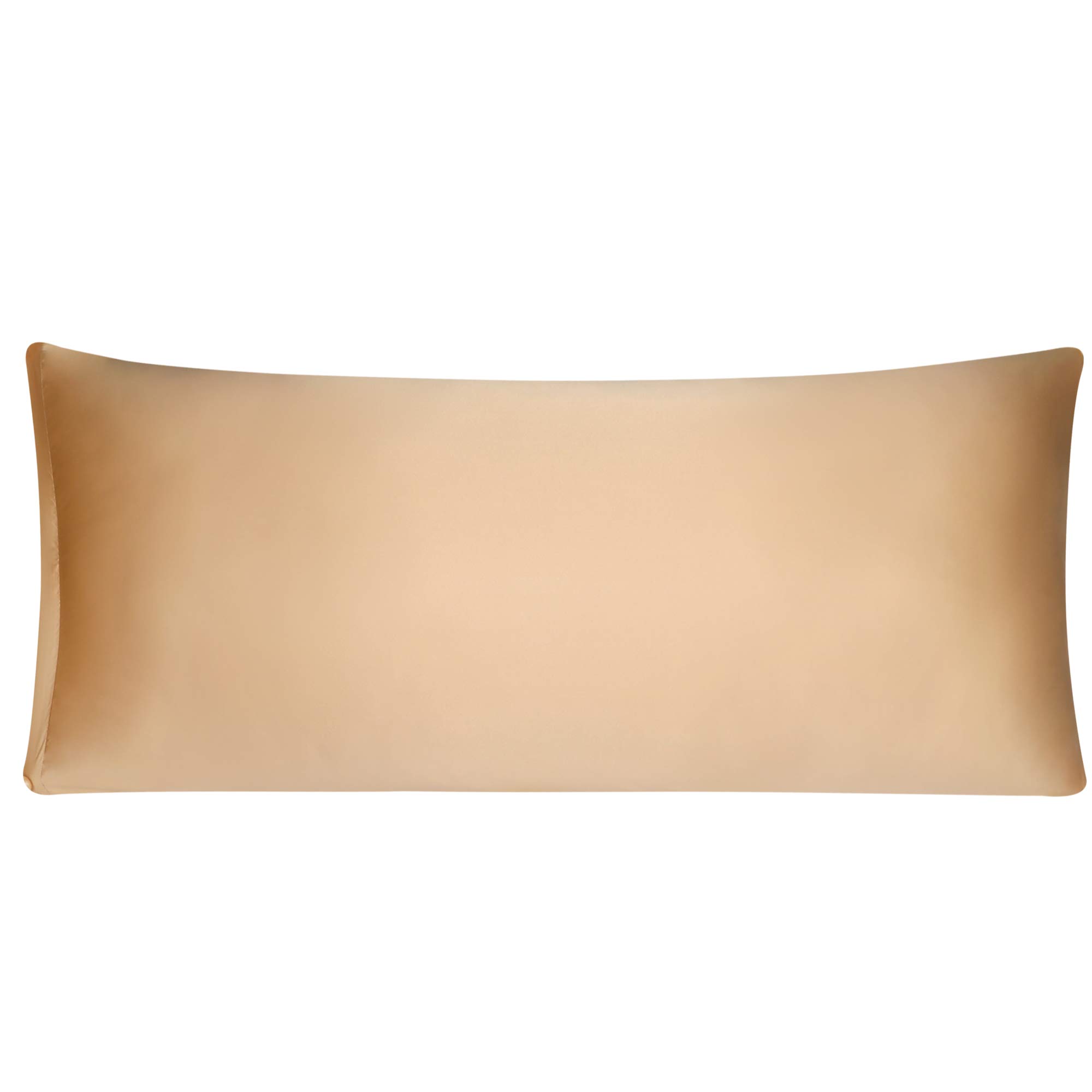 sourcing map Caramel Bolster Pillow Cases, Silky Satin Body Pillow Cover with Zipper, Long Body Pillowcase for Hair and Skin, 21x48