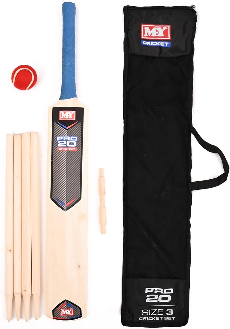 M.Y 7 Piece Junior Cricket Set in Carry Bag including Bat Stumps Soft Ball