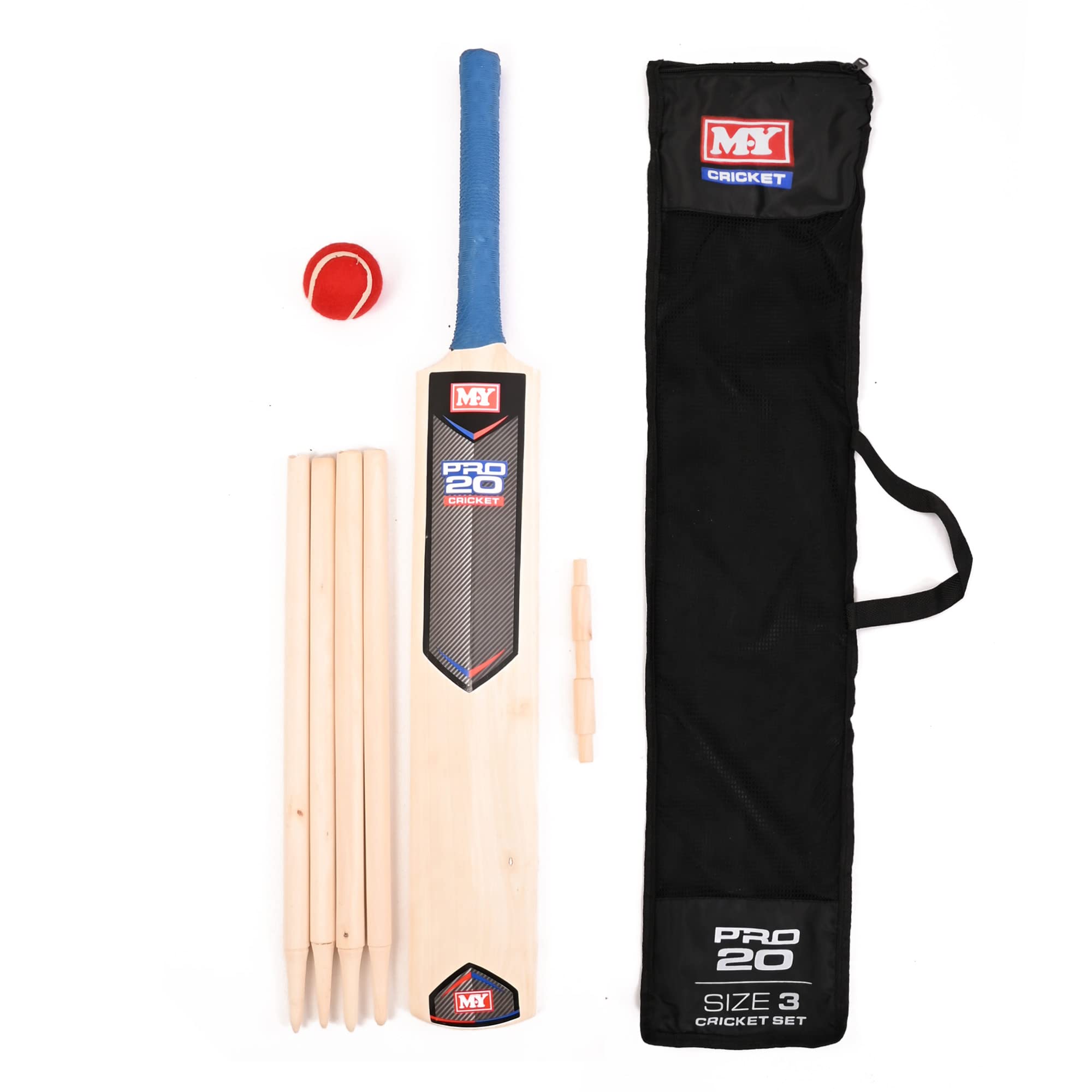 M.Y 7 Piece Junior Cricket Set in Carry Bag including Cricket Bat, Stumps and Soft Ball