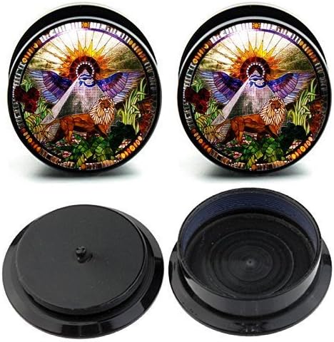 Caspian Jewelry Ear Stretching Plugs 1 Pair Egyptian Horus Glass Ear Gauges Plugs (00G)