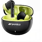 SANSUI Earbuds Wireless Bluetooth 6.0 Noise Cancelling Earbuds,ANC Noise Cancelling IPX4 Waterproof Stereo Headphones,up to 20 Hours of Battery Life,Deeper Bass,W59 (Black Green)